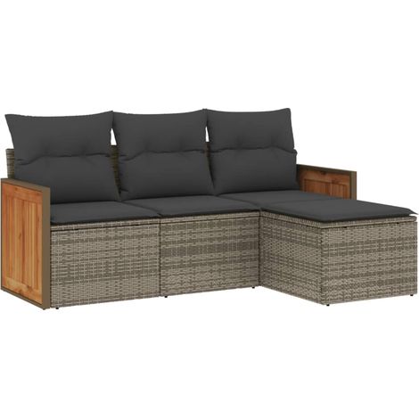 Maison Exclusive - 4-tlg. Garten-Sofagarnitur mit Kissen Grau Pol