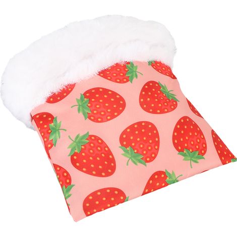 Sac de couchage pour hamster, imprimé fraise, doux et confortable, maisonnette/nid/cachette pour petits animaux de compagnie (cochon d'Inde, rat), taille L (1/5)