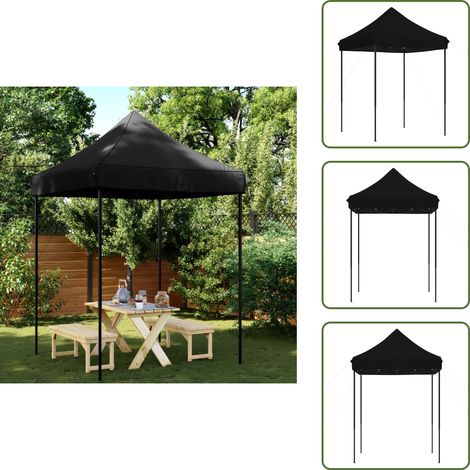 The Living Store Partyzelt Faltbar Pop-Up Schwarz 200x200x306 cm - Outdoor Partyzelt - Markise - Sonnensegel - Gartenpavillon - Festzelt (1/5)