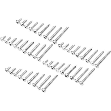 Lot de 45 vis autoperceuses en acier inoxydable 304, tête ronde cruciforme, longueurs multiples M6 (1/5)