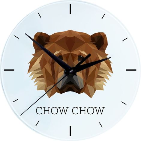 Chow Chow - orologio da parete geometrico con foto e iscrizione di Art-Dog (1/4)