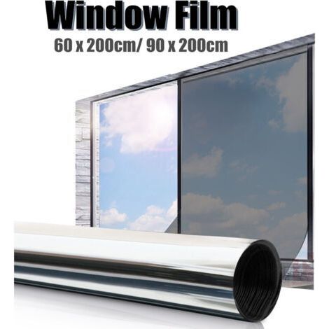 Klebstofffreie Glasfolie, Sonnenschutzmembran, Fensteraufkleber, schwarz und silber, zwei Größen, PE-Folie 90 x 200 cm (silber, 90 x 200 cm) (1/5)