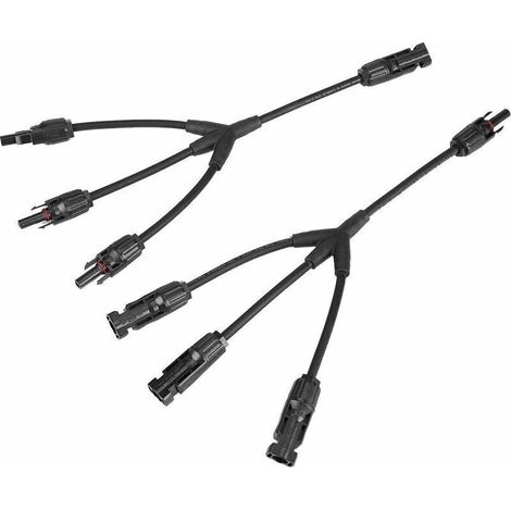 Une Paire Y Type 1 à 3 Connecteurs de Branchement Connecteur de Câble Panneau Solaire Forme Y Mâle Femelle M/FFF et F/Mmm Câble d'extension Adaptateur PV, (1/5)