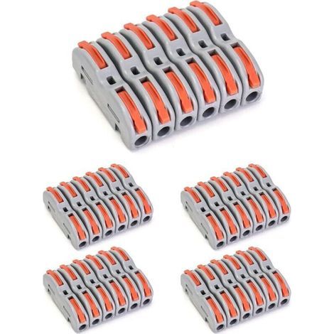 Connecteurs électriques rapides Domino 1 fil / 2 entrées – Lot de 30 pièces, plastique résistant, compatibles entre eux (1/4)