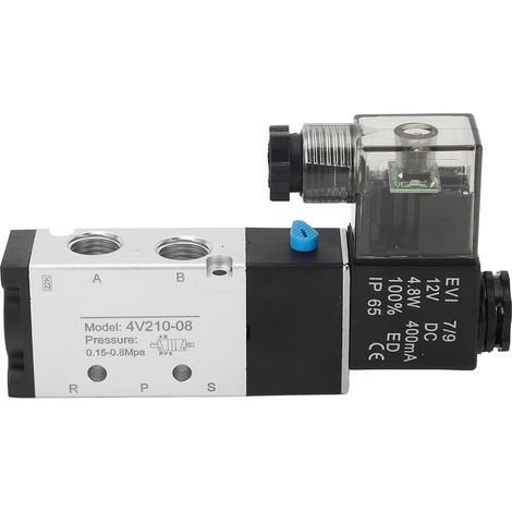 Électrovanne BERM pneumatique/électrique 2 positions 5 voies à commande électromagnétique 12 V CC
