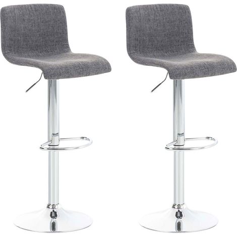 Set di 2 sgabelli da bar con comodo poggiapiedi in tessuto grigio chiaro e metallo cromato 100004207