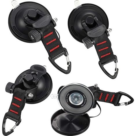 BRAVIX 4 Pièces Ancre à Ventouse avec Fixation du Crochet d'Arrimage, Crochet de Fixation de Ventouse Auvent pour Tentes Latéral de Voiture Accessoire de Bâche de Camping