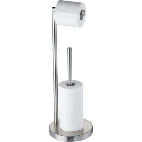 1 Support papier hygiénique autoportant, acier inoxydable, stockage 3 rouleaux, salle de bain (1/5)