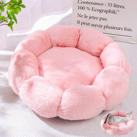 Dog Kennel, Plush Dog Kennel, Dog Cushion, Flower Shape, Washable Pet Cushion Indoor for Dogs Kittens (40cm, Pink) (1/5)
