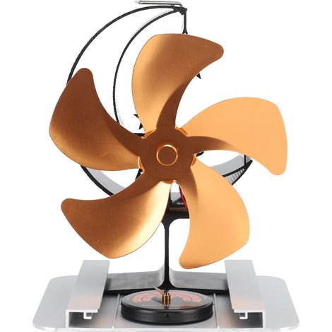 Ventilateur thermique à 5 pales pour poêle - Aluminium avec écran thermique et thermomètre - Opération silencieuse et autonomie énergétique - Pour cheminée et poêles à bois - 1 ventilateur + accessoir (1/4)