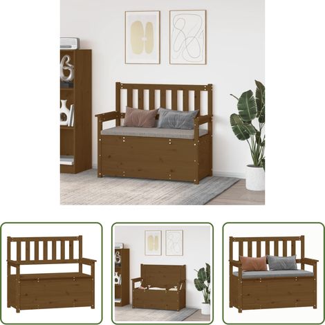 vidaXL Banco de madera maciza pino marrón miel 112,5x51,5x96,5 cm (1/5)