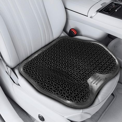 Conduisez sans douleur et sans transpiration – coussin gel alvéolé 49x43cm – Antidérapant – Soulage sciatique – Pour voiture, bureau-Noir (1/4)