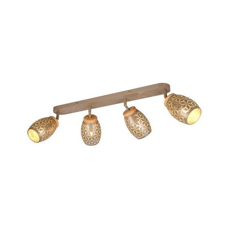 Trio Lighting Regleta de Techo 4 Focos BIDAR Bombillas excl. 4x E14 max. 10W IP20 Marrón (1/4)