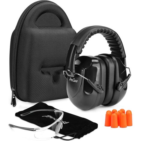 Casque Antibruit et Lunettes pour Tir Chasse, + Casque SNR 32 DB, + 10 Bouchons d'oreille SNR 36dB, Ensemble SNR Maximal de 40 DB, + Lunettes de Protection Optimale, avec Boîte Antichoc (1/5)