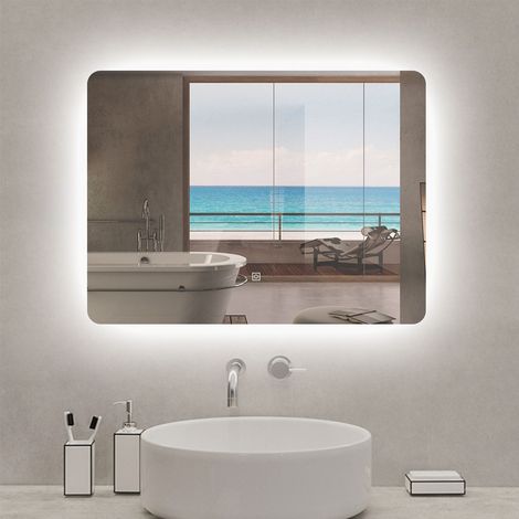 LED Badspiegel Badezimmerspiegel Wandspiegel 3 farben Dimmbar Memory Funktion 80x60cm (1/5)