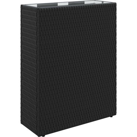 Tall Planter Black 55 x 22 x 70 cm Poly Rattan vidaXL