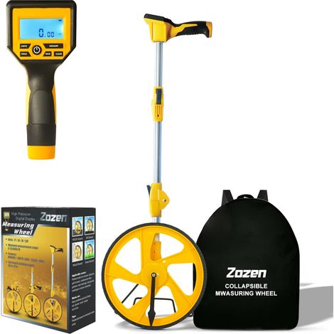 measuring wheel, foldable in three sections/up to 10,000 feet/meters. Digital display,Feet/M,digital with backlit display/Backpack included+One-touch return+stand (1/5)
