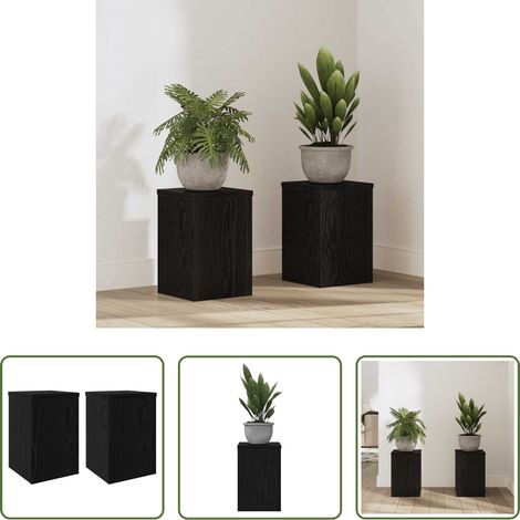 Support de plante en bois - Support de Plante 2 pcs Chêne noir 20 x 20 x 30 cm (1/5)