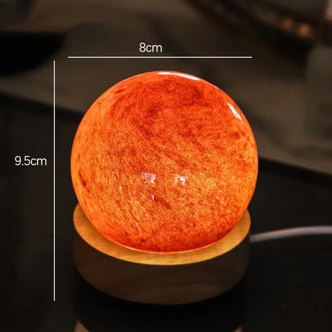 (Lumière orange unique) Boule lumineuse en cristal 3D unique avec projection de galaxie et de planète, alimentée par USB. (1/5)