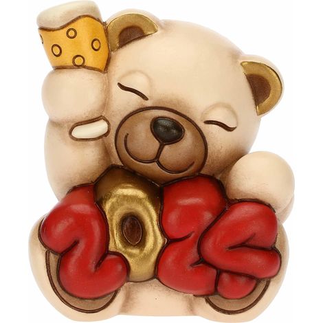 THUN, Teddy Buon Anno 2024 con Calice in Ceramica Decorata a Mano, Addobbo Natalizio, Idea Regalo, 6.7x5.8x6 cm h (1/5)