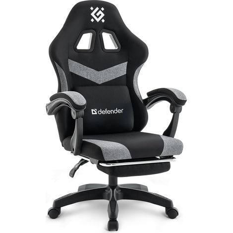 Chaise de gaming ergonomique avec repose-pieds - Housse textile - Dossier 135° - Hauteur réglable - Jusqu'à 100 kg (1/5)