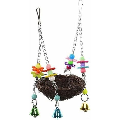 Jouet pour perroquet, nid d'oiseau en paille, accessoires pour oiseaux, rotin, balançoire, cage à oiseaux