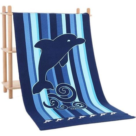 Bardusch - Serviette de plage en microfibre 150 x 70 cm - Séchage rapide, douce et résistante aux couleurs - env. 260 g - Motif dauphin bleu (1/4)