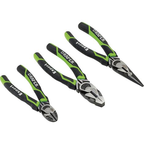Draper High Leverage Green 3-Piece Pliers Set: Side Cut, Long Nose, and Combination Pliers (Model 28035) (1/2)