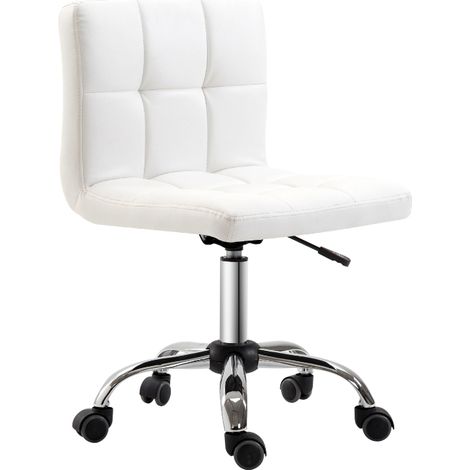 Silla de oficina ergonómica, altura ajustable, con ruedas, cuero sintético blanco y acero galvanizado (1/5)