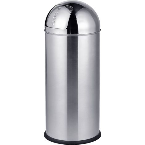 Cubo de basura Relaxdays, 70 L tapa a presión, acero inoxidable, cubo interior extraíble con asa, cocina, baño, plateado (1/5)