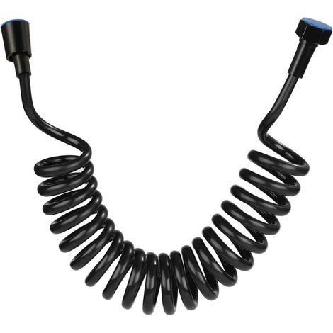 Tubo flessibile per doccia in schiuma con raccordo in rame, tubo telescopico a molla, tubo retrattile per doccetta, WC e bidet (3M, nero) (1/4)