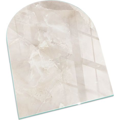 Plaque Rectangulaire en verre Cheminée Protecteur de Sol Sous la Cheminée Verre Trempé Protection Thermique Motif marbre naturel 80x70 cm (1/5)