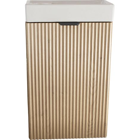 Mobiletto stretto per bagno con ante e lavabo 40 cm, frontale scanalato, rovere cremona, 40 × 47 × 60 cm (1/5)