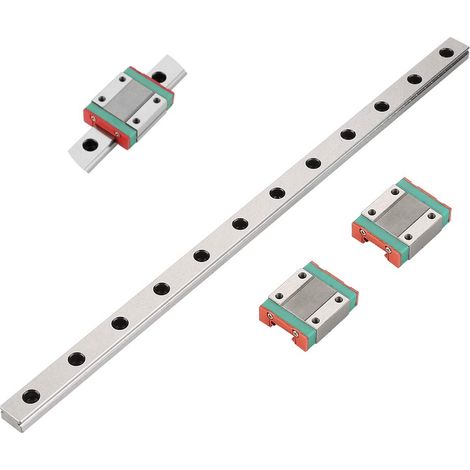 Mini rail de guidage linéaire, guidage coulissant linéaire de haute précision de 300 mm avec 2 blocs de chariot MGN12H pour imprimante 3D DIY et machine CNC (1/5)