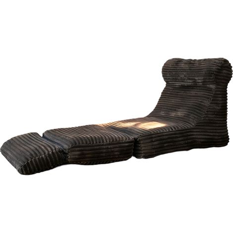 Fauteuil modulable 2 en 1 avec revêtement en tissu texturé rayé, convertible en chaise longue (1/5)