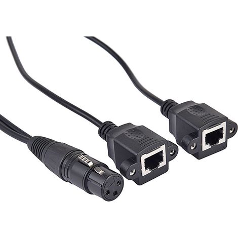 Cannon female to RJ45 female 2-pin cable to DMX512 decoder, XLR to 2-port network cable for stage lighting (1/5)