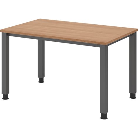 bümö Schreibtisch Serie-Q Rechteck: 120 x 80 cm Nussbaum Graphit (1/5)