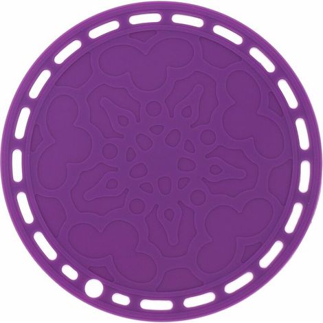 Ensemble de 3 grands dessous de verre ronds en silicone pour tables et casseroles, polyvalents et disponibles en plusieurs couleurs, dont le violet. (1/5)