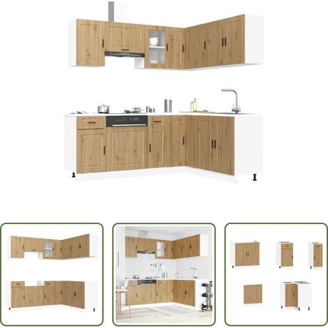 vidaXL Küchenzeile - 11-tlg. Küchenschrank-Set Porto Artisan-Eiche Holzwerkstoff (1/5)
