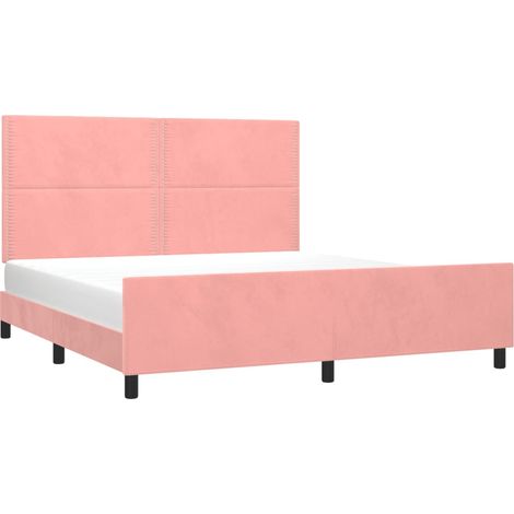 Cadre de lit sans matelas rose 160x200 cm velours vidaXL (1/5)
