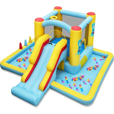 COSTWAY Inflatable Bounce House Kids Bouncy Castle with Slide & Jumping Area
