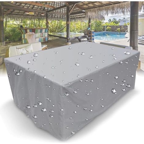 ZVD-Tapis de jardin, 210D, revêtement de meuble résistant à l'eau avec cordon de serrage pour tapis de jardin, terrasse, argent, 120 x 60 x 90 cm (1/4)