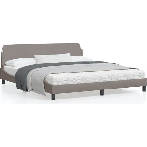Cadre de lit avec tête de lit Taupe 180x200 Tissu (1/5)