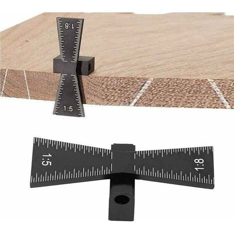 1:5 :8 Schwalbenschwanzschablone aus Aluminiumlegierung Schwalbenschwanz-Schlaglehre Schwalbenschwanz-Markierungslehre Schwalbenschwanz-Modell für Holzverbindungsmarkierung Tischlerei (Schwarz 652320m (1/5)