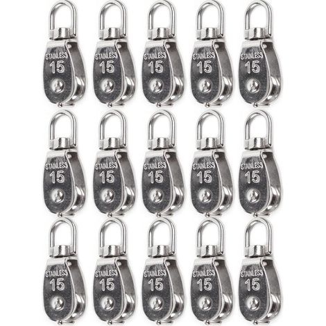 M15 Einzelrad, Seilkranrad, 15 mm Lenkrolle, maximales Gewicht 60 kg, 360° Dreh3, 04 Edelstahllenkrolle (1/5)