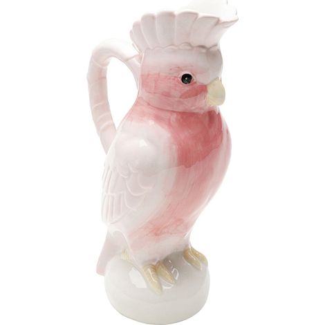 Carafe design Exotic Bird, blanc/rose, peinte à la main, design animal, exotique, pichet à eau, vase, vase décoratif, Dolomite émaillée, 30 x 17 x 11,5 cm (H x l x P) (1/5)