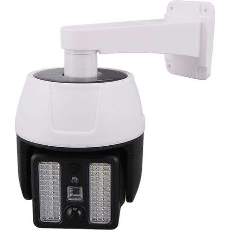 Fausse caméra de sécurité solaire avec lumière LED rouge clignotante, caméra de surveillance simulée avec télécommande pour avertissement de sécurité nocturne extérieure (1/5)