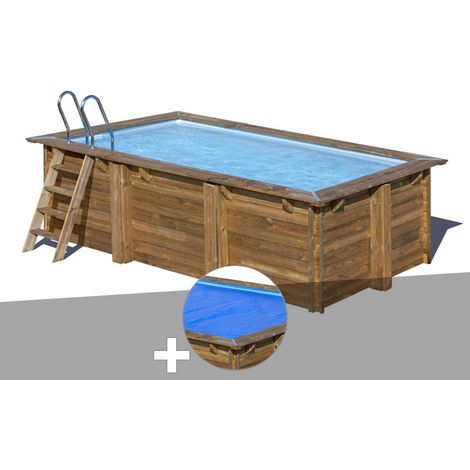 Kit piscine bois Gré Marbella 2 4,20 x 2,70 x 1,17 m + Bâche à bulles