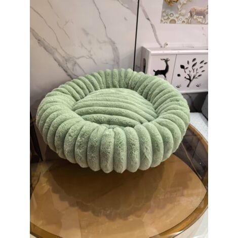 QORVA-Lit rond en tissu doux vert fruit de 50 cm de diamètre pour chat et chien, lit extra large pour chat, lit chaud pour chien d'hiver