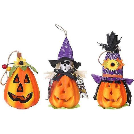 Lot de 3 lanternes citrouille pour décorations d'Halloween (1/3)